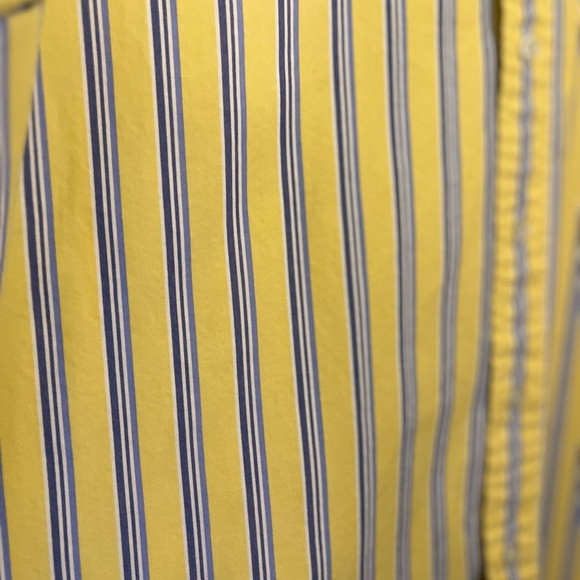 Vintage Ralph Lauren Mens XL Shirt Blue Yellow Stripe Short Sleeve Classic Fit - Picture 4 of 5